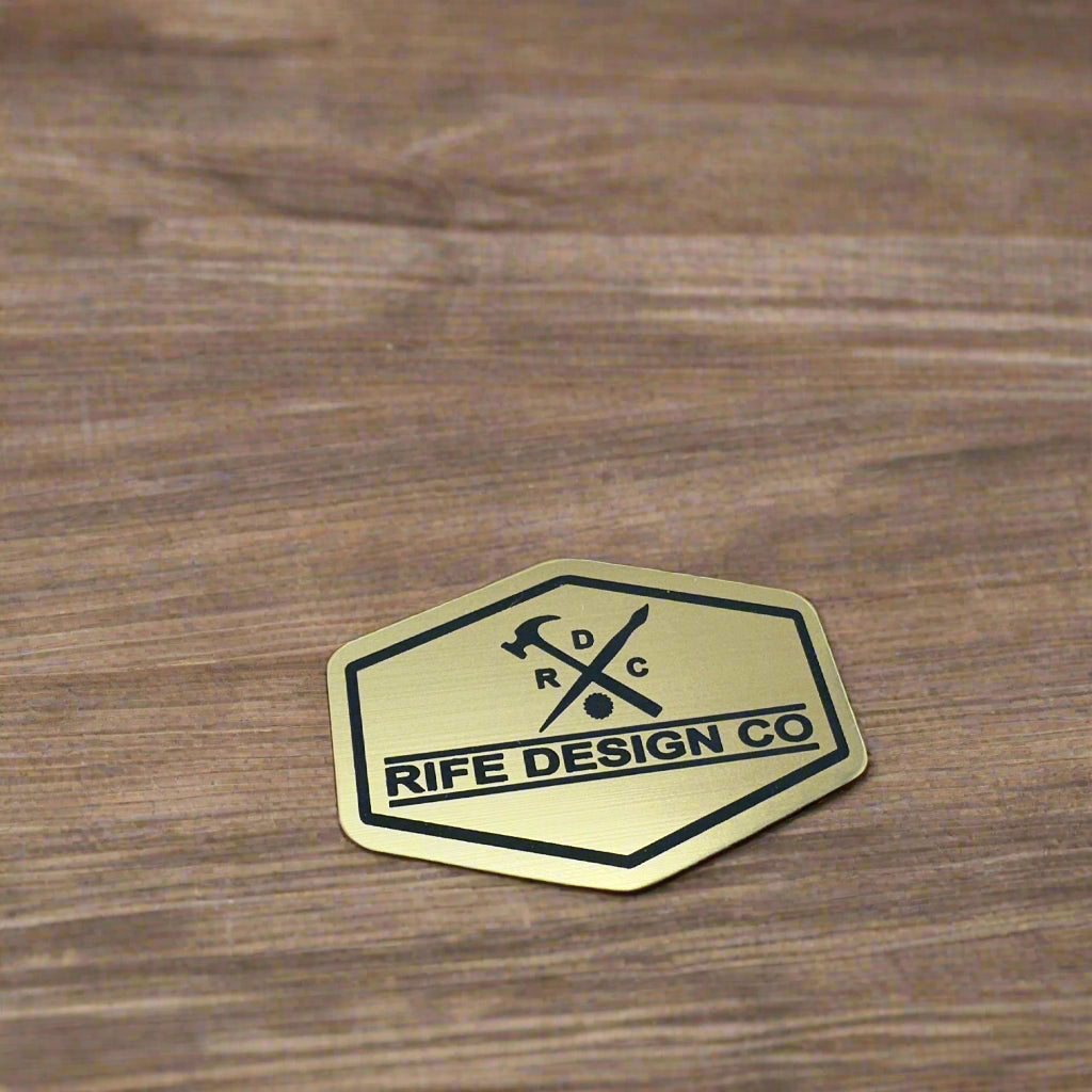 A CUSTOM BRANDING TAG WITH YOUR LOGO TO MARK YOUR FURNITURE OR CUSTOM CREATIONS